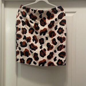 Talbots Cream and Black Leopard Print Pencil‎ Skirt